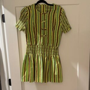 DAMSON MADDER Striped Green and Yellow Dress